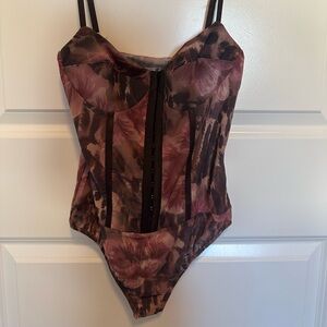 Free People Floral Mesh Bodysuit